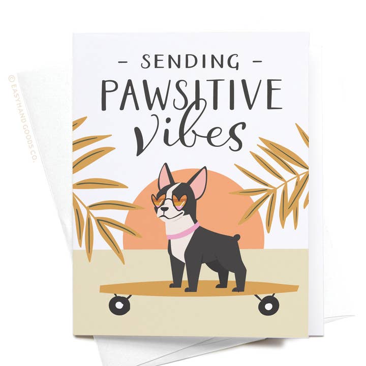 Sending Pawsitive Vibes Dog Greeting Card for wholesale by Easyhand Goods – formerly Onderkast