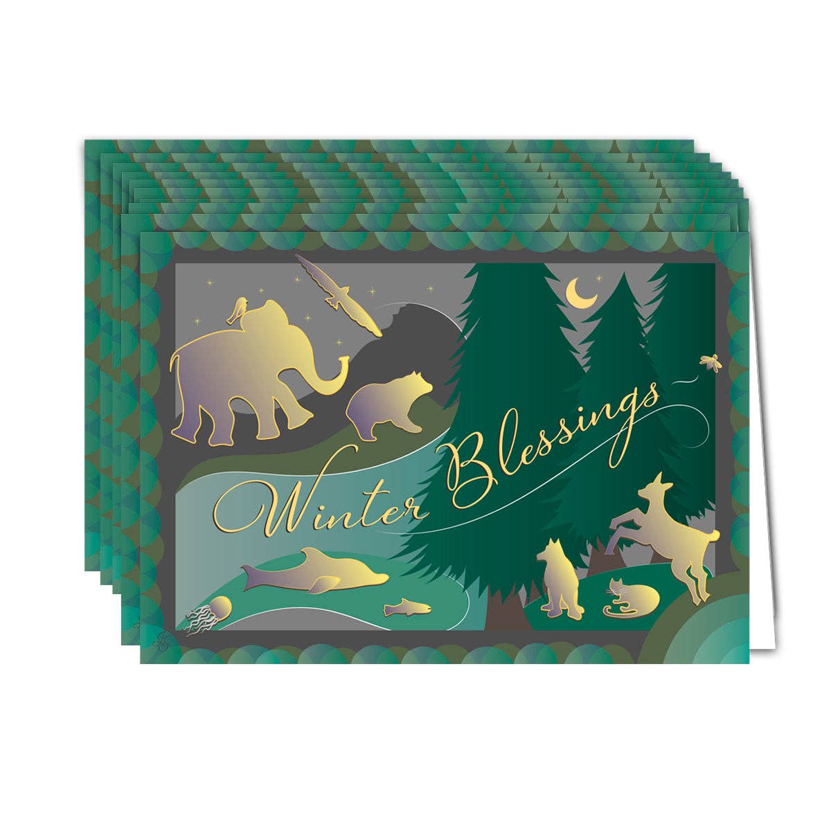 Bella Blue Designs - Wholesale Season's Greetings Card - Holiday Cards on Bamboo Paper - Box of 6, Winter Blessings1