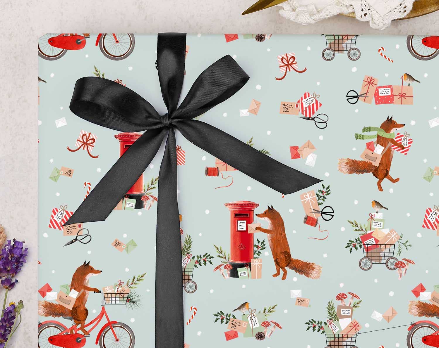 Making Meadows Ltd - Wholesale Inpakpapier - Christmas Postman Fox Inpakpapier | Cadeauverpakking1