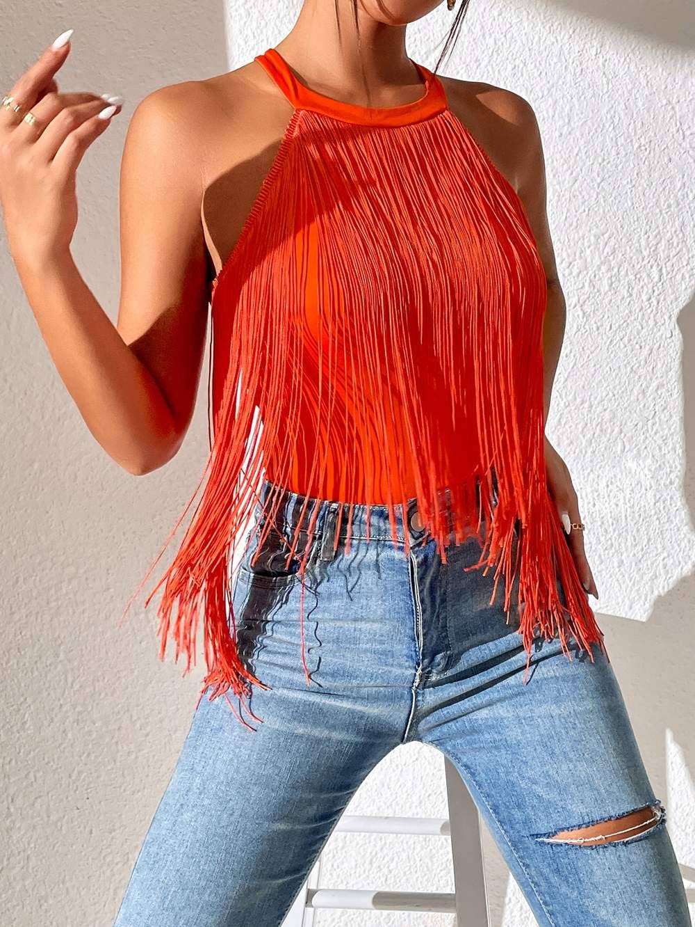 Queen Fashion - Wholesale Jumpsuit – Women's - solid fringe halter top4