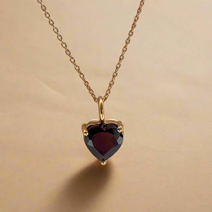 Gold Lunar - Wholesale Pendant/Charm Necklace - January Birthstone Chain Necklace Garnet 18k Gold Plated