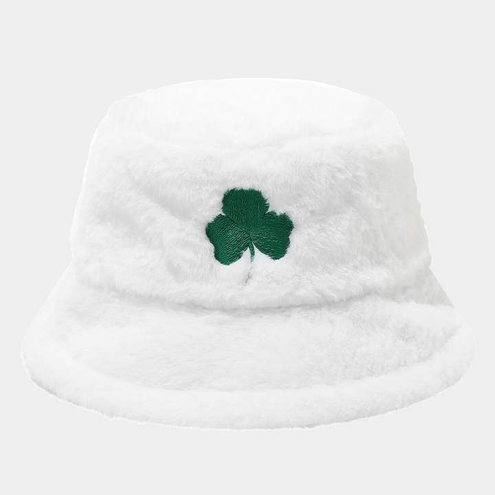 ACCITY - Wholesale Bucket Hat - Women's - Green Clover Embroidery Bucket Hat Winter Warm_CWAH046851