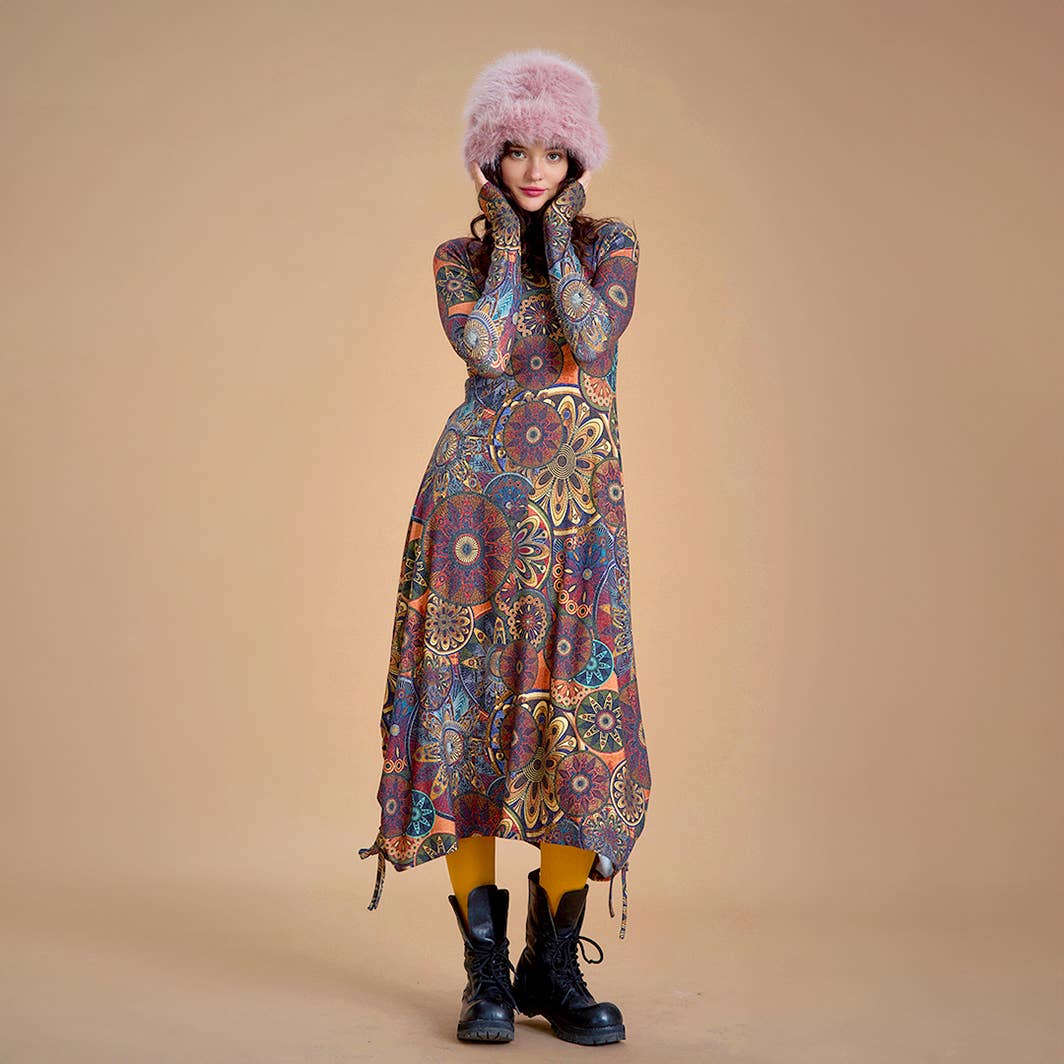 Los Banditos – Großhandel Kleid – Damen – Kleid mit U-Boot-Ausschnitt und Daumenloch an den Seiten1