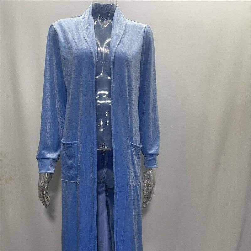 Sheer Trend - Wholesale Cardigan - Women's - Loose Velvet Long Cardigan Coat With Elasticity5