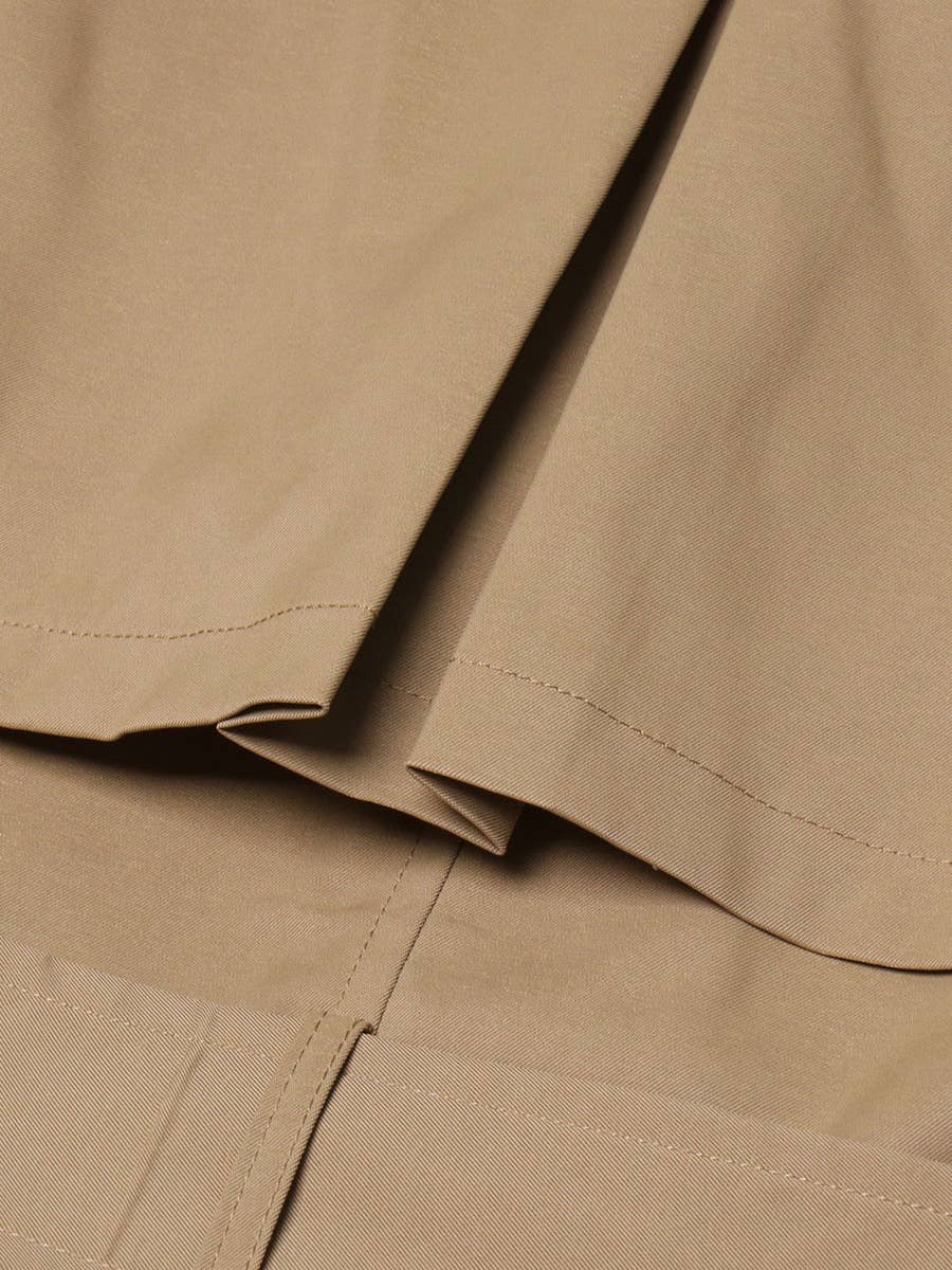 Khaki CT020 Women's Shoulder Ruffle Commuter Knee Length Coat for wholesale on Faire24