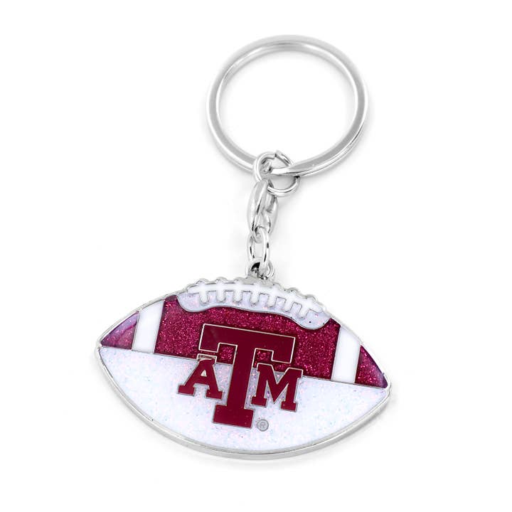 Porte-clés de football scintillant NCAA Texas A&M Aggies pour la vente par Aminco USA