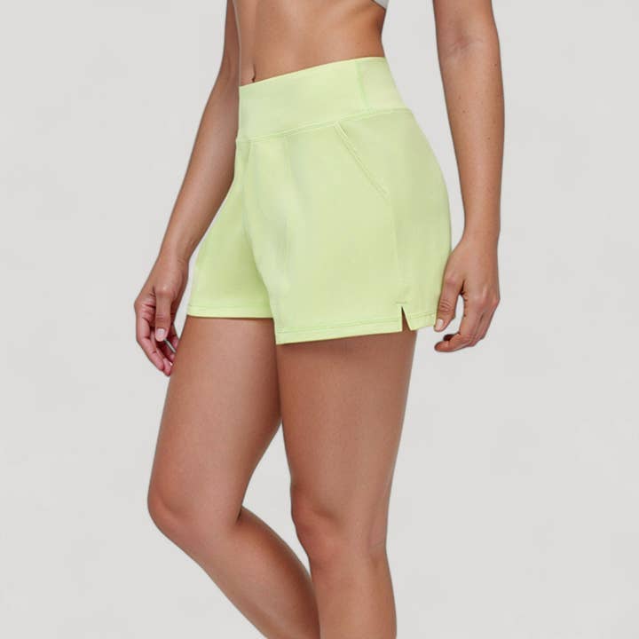 Active by Anna-Kaci - Wholesale Athletic Shorts - Women's - High Waist Performance Shorts with Wide Waistband and Side P2