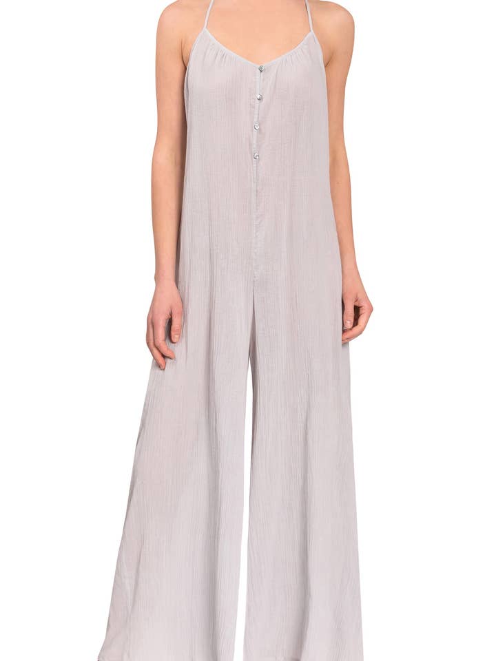 Combinaison de nuit T-Back Kaitlyn - Gris Brume Coton Nuage pour la vente par Everyday Ritual