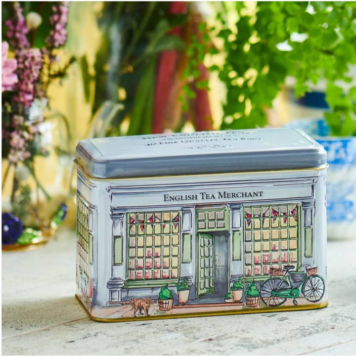Lata de Chá Vintage Village English Tea Merchant 40 Saquetas por atacado de mOrganics Beauty