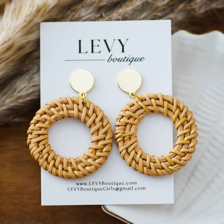 Rattan Hoops II for wholesale by LEVY Boutique