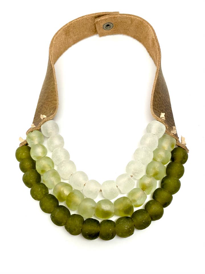 Krobo 3 Strand • Ombré Olive for wholesale by Stephanie Leigh Jewelry