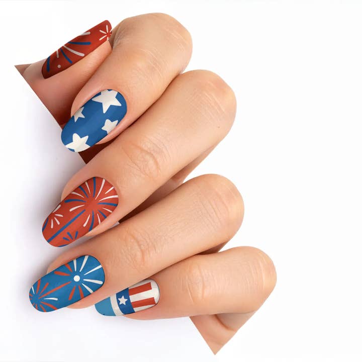 FYNE BODY - Wholesale Press-on/fake nails - Glitter Beam 4th of July Press-On Nails72