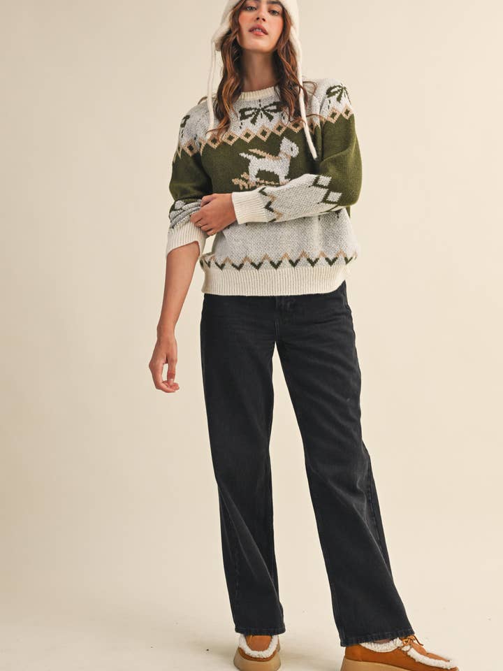 &MERCI - Wholesale Knit Sweater - Women's - DOG MOTIF SWEATER PULLOVER MSW112229