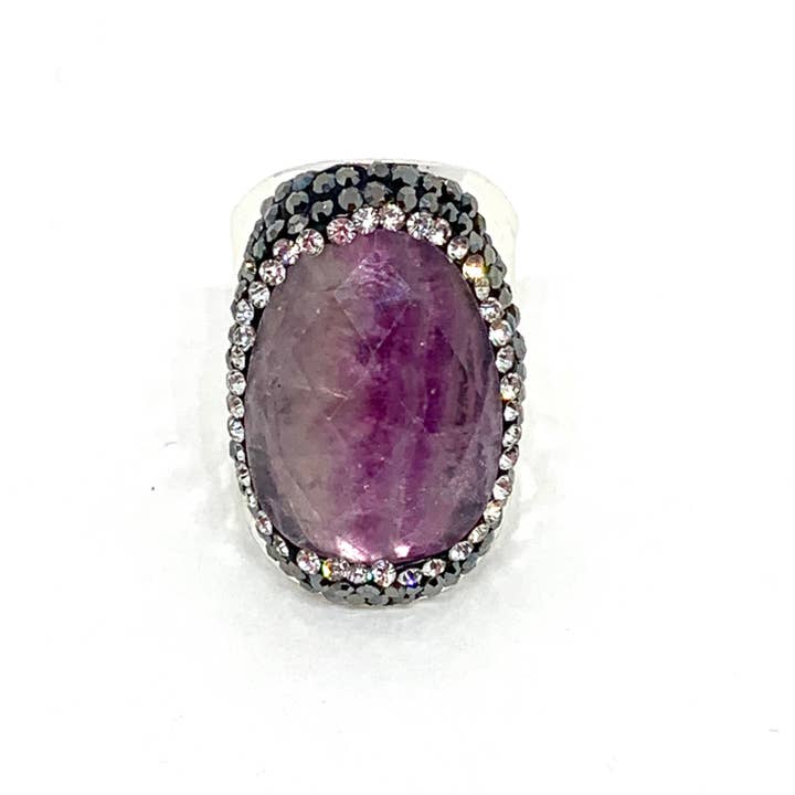 AMETHYST SILVER RHINESTONE RING for wholesale by Hypnochic