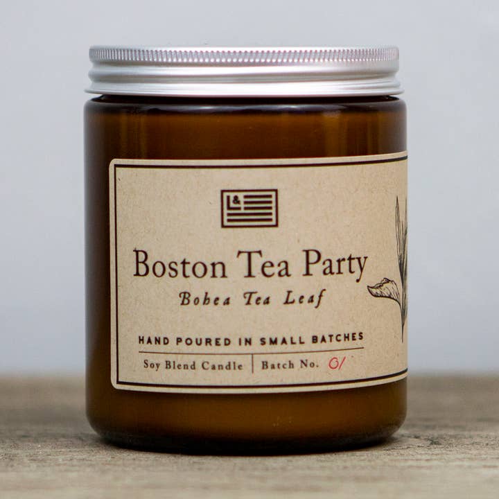Boston Tea Party Soy Blend Candle for wholesale by Liberty & Co.