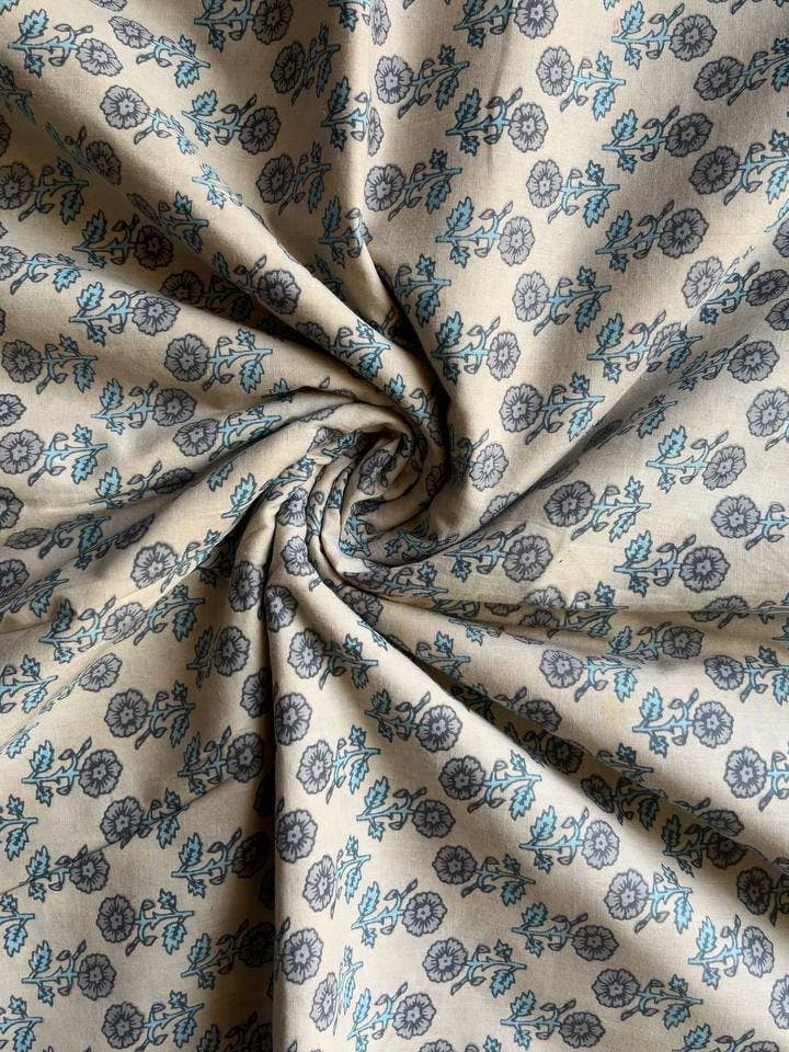 Tessuto per sartoria con stampa floreale serigrafata a mano per la vendita all'ingrosso da parte di Bhawana Handicrafts