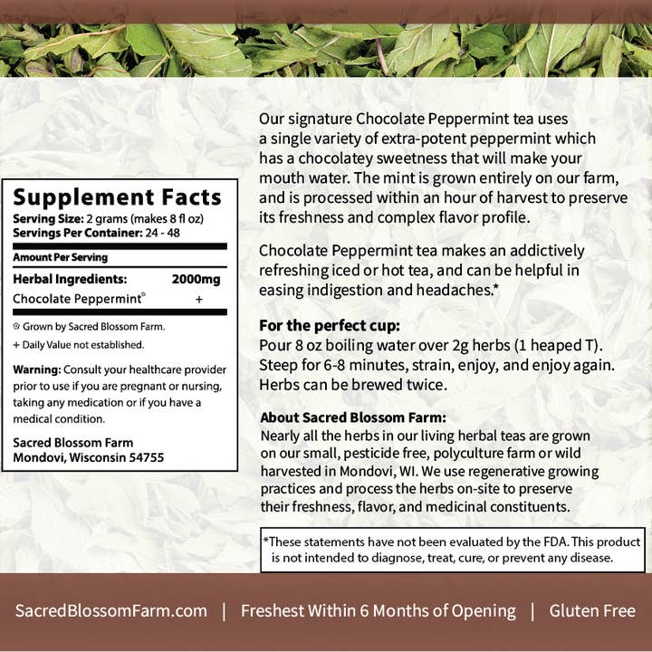 Sacred Blossom Farm - Wholesale Loose Tea - Chocolate Peppermint Herbal Tea2