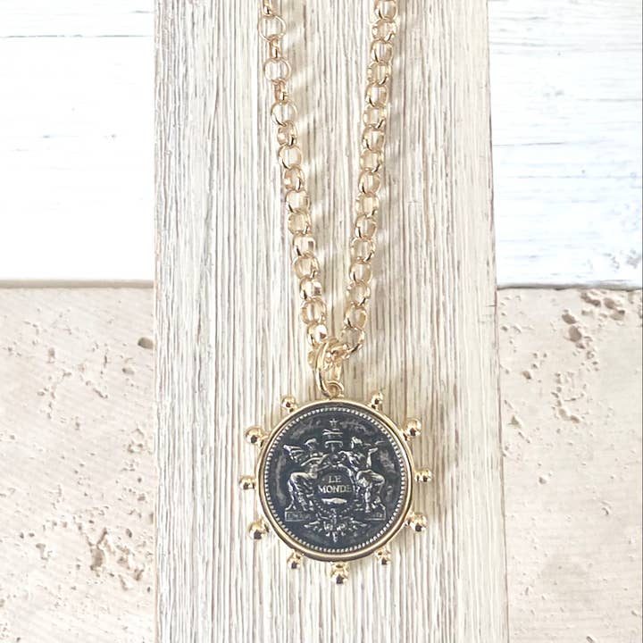 VB&CO Designs Handmade Jewelry - Wholesale Pendant/Charm Necklace - Simple French coin necklace rolo chain6