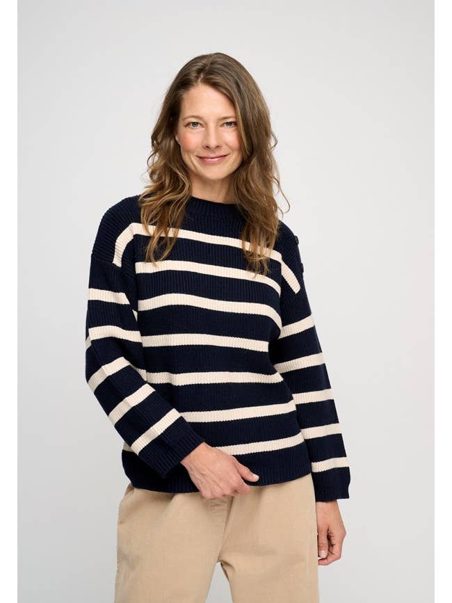 moshi moshi mind - Wholesale Knit Sweater - Women's - shade knit stripe - dark navy / sandshell