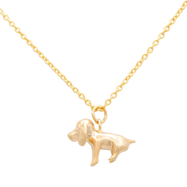Beagle Dog Charm Dainty Necklace Pet Animal Gold Silver for wholesale by Rebecca Accessories LLC