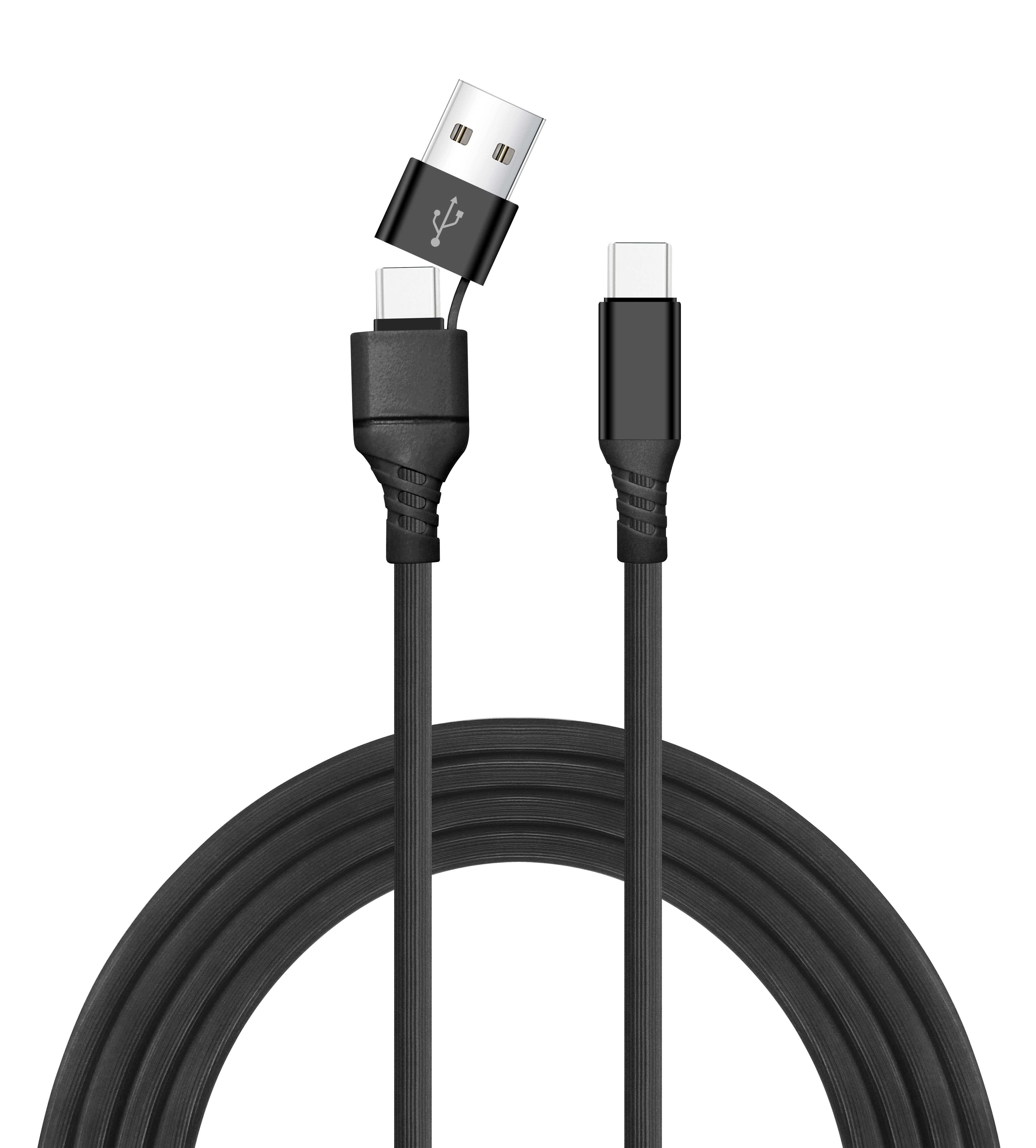 LAX Gadgets - Wholesale Charging Cable - 2-in-1 USB-A/USB-C to USB-C Fast Charging Cable- Retail Pack0