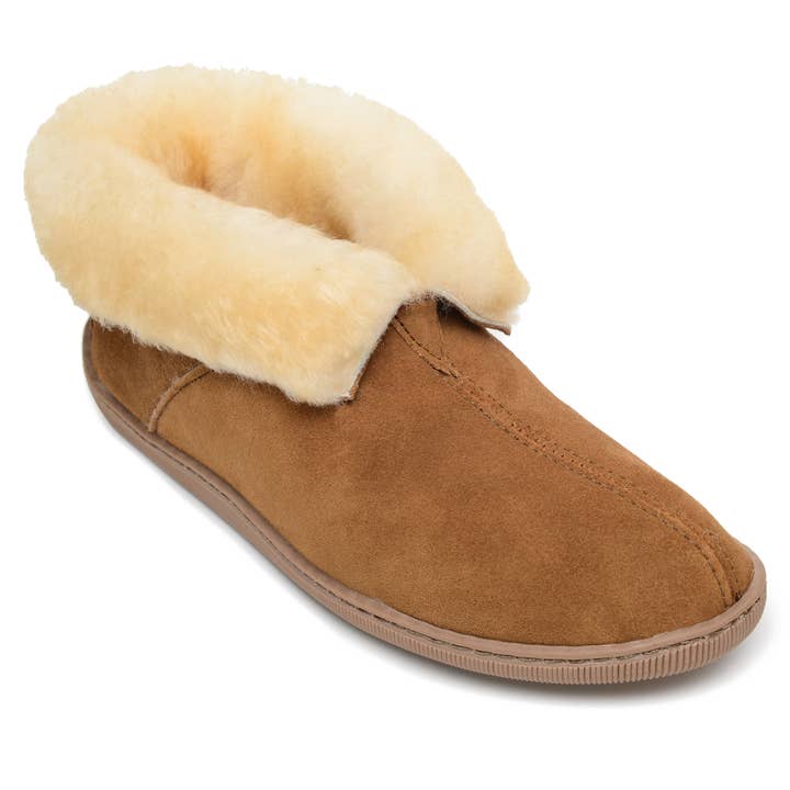 Men's Suede Cozy Sheepskin Ankle Boot Slipper Bootie for wholesale by Minnetonka