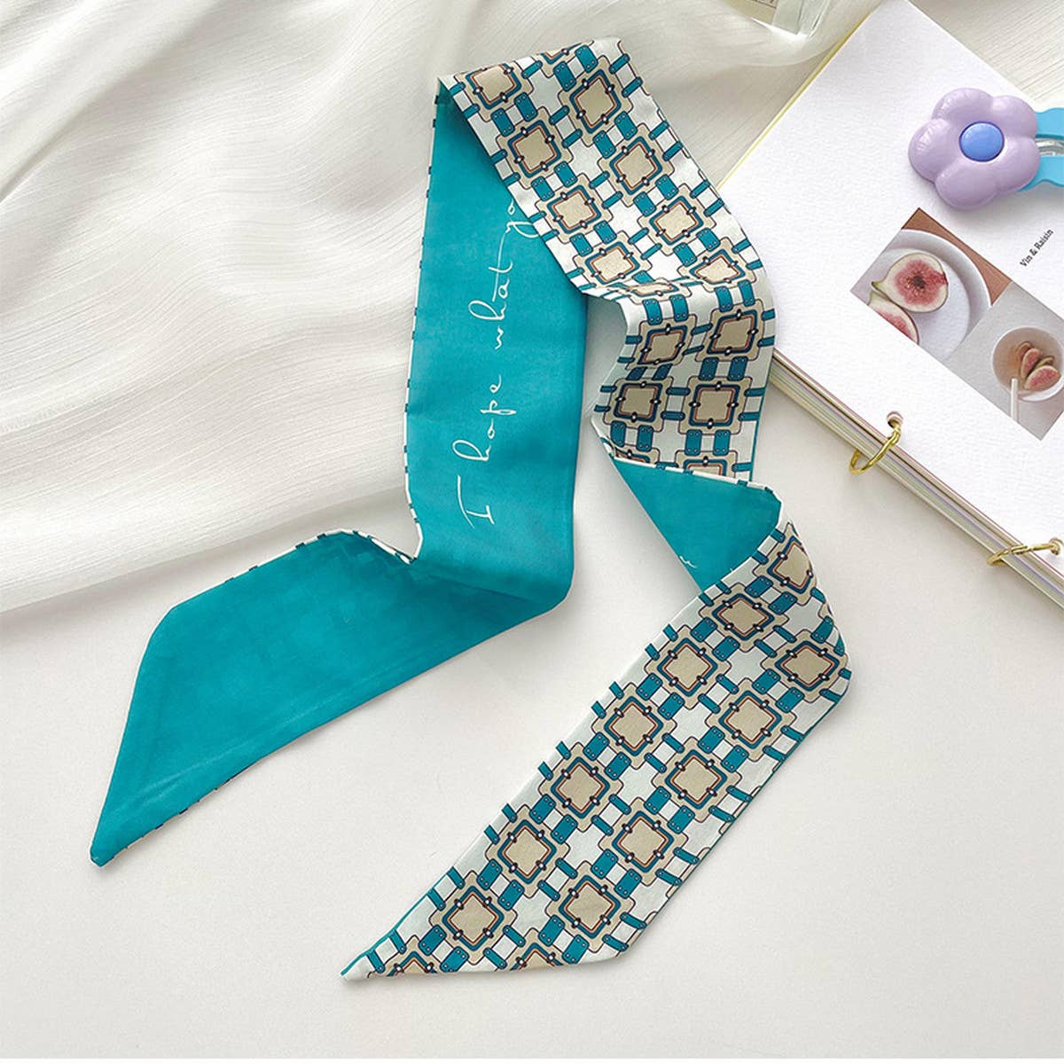ACCITY - Wholesale Scarf - Women's - BLUE TIE BAG SOUVENIR RIBBON SCARF_CWASC07164