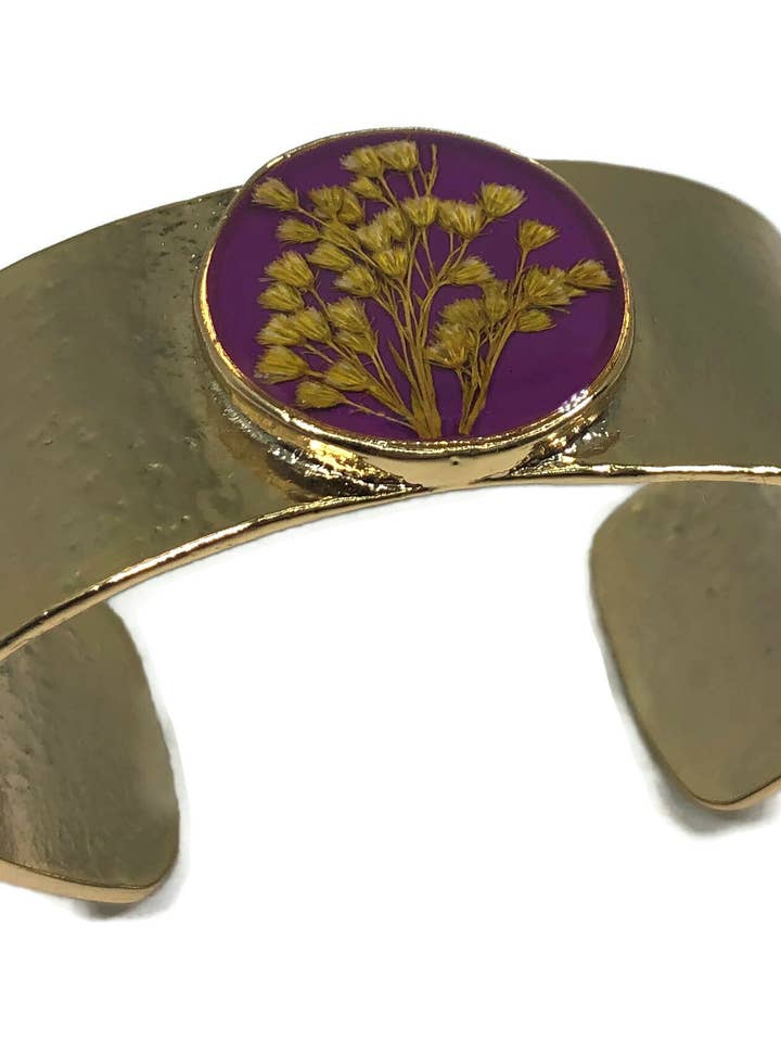 Hollyhock Harvest Medium Round Cuff for wholesale by Shari Dixon
