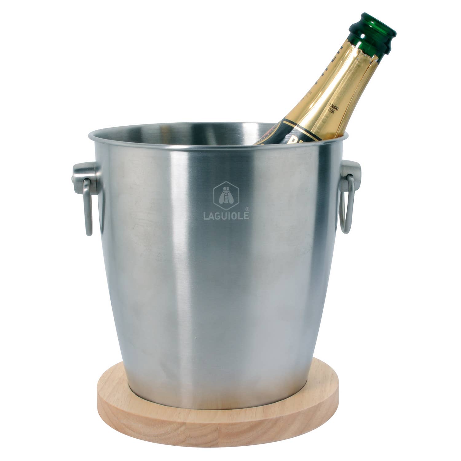 Laguiole – Balde de gelo por atacado – Balde de champanhe Laguiole em aço inox com base de madeira1