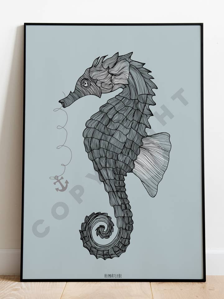 PRINT - SEEPFERDCHEN HELLBLAU für den Großhandel von HEIMARTLIEBE®