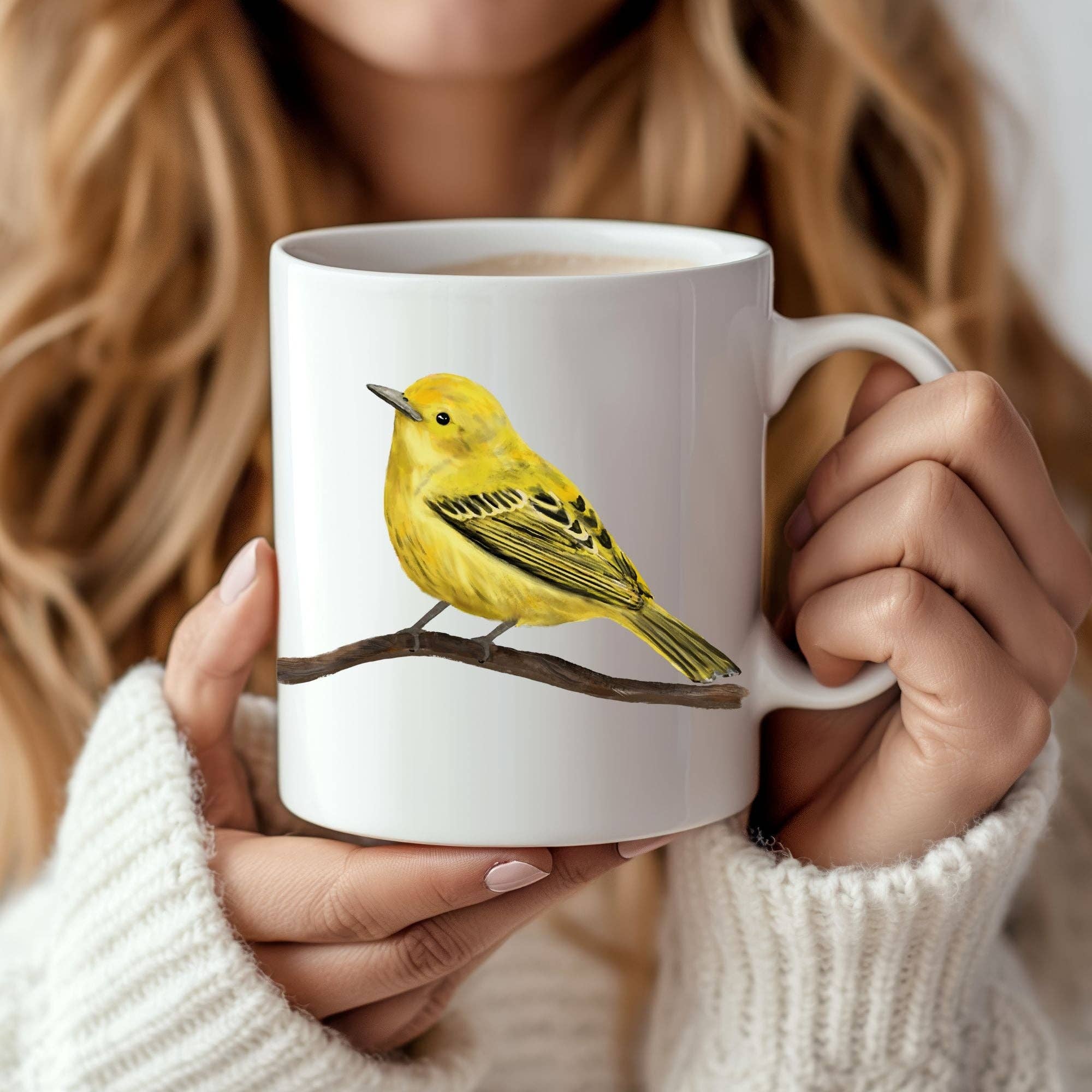 MerikaArt - Wholesale Coffee Mug - Yellow Warbler Bird Ceramic Coffee Mug1