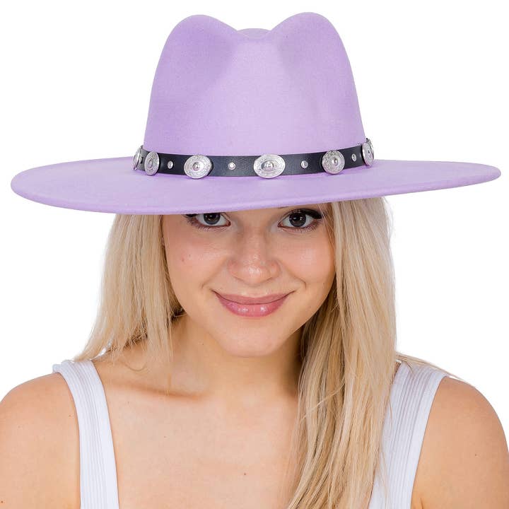 Cap Zone – Fedora - Mulher por atacado – Chapéu de Feltro Rancher de Aba Larga com Cinto de Conchas7