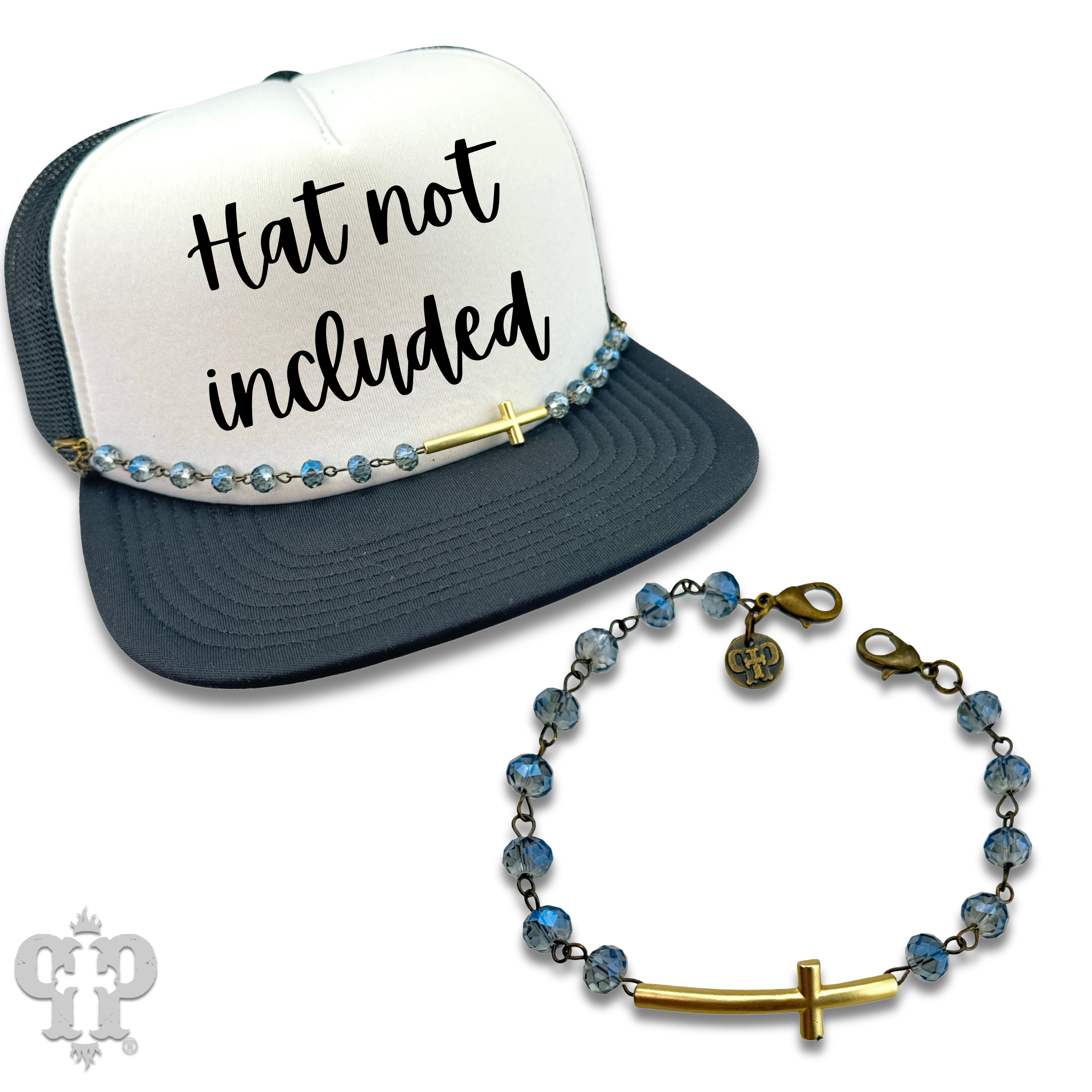 Pink Panache Brands - Wholesale Hat Accessory - Women's - Gold cross beaded trucker hat chain0