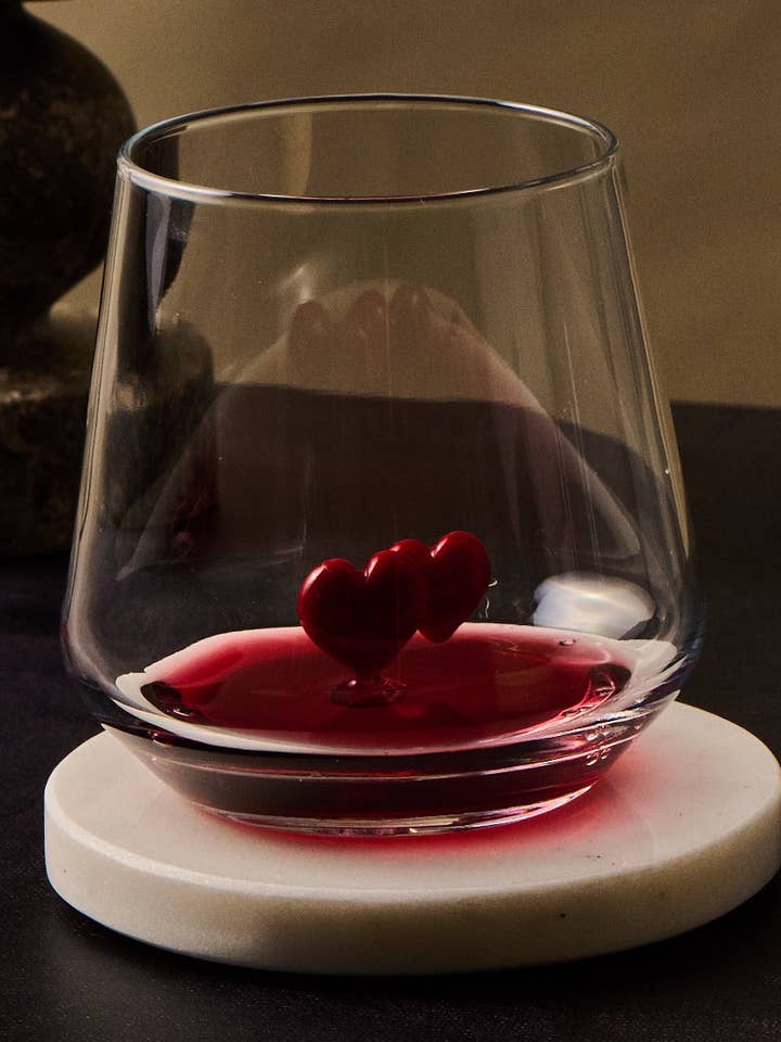 Vaso de vino sin tallo con corazones, copa romántica para parejas, regalo especial para venta al por mayor de Glamuran Berlin