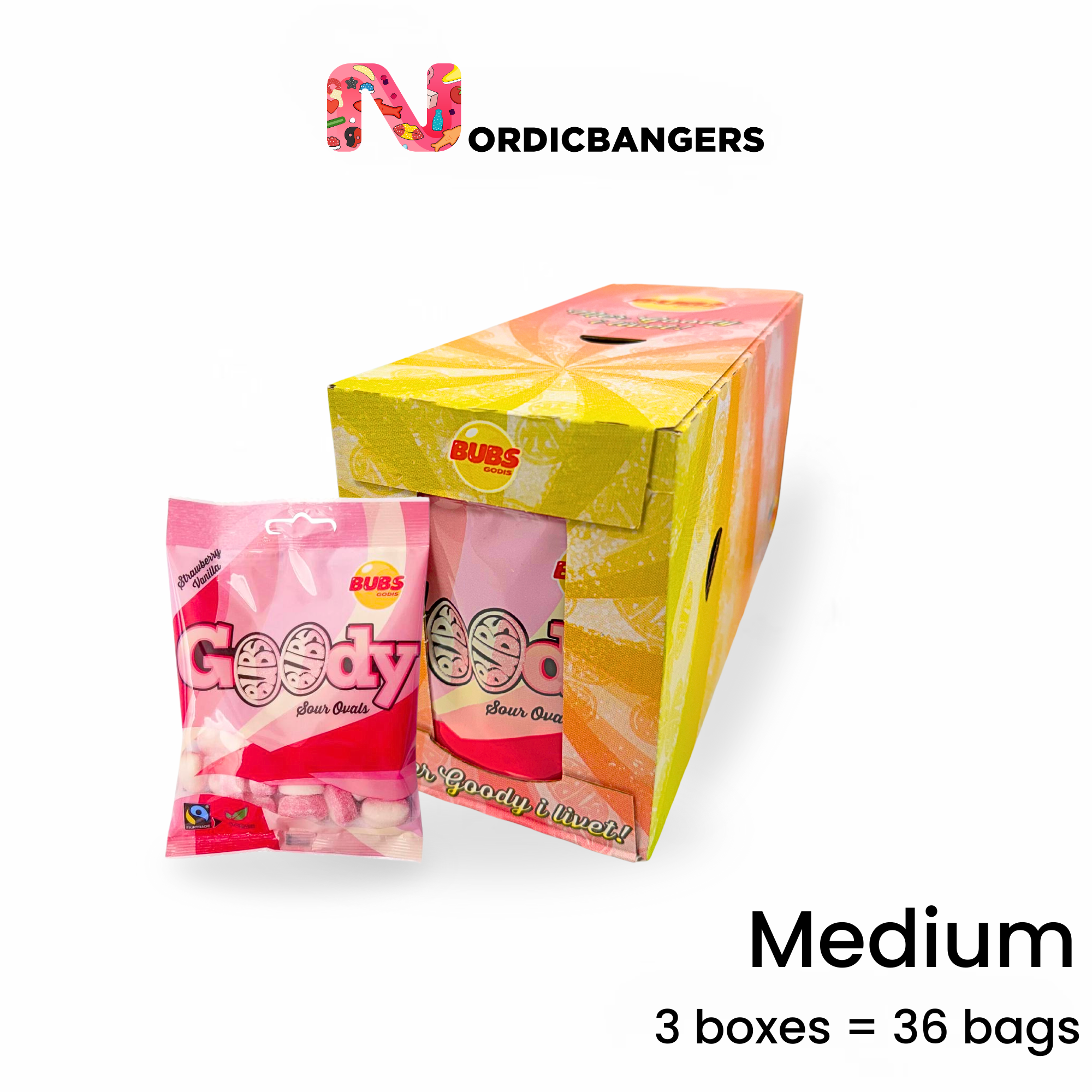 Nordicbangers - Swedish Candy Supply - Vente Bonbons gélifiés - Bubs Fraise & Vanille Goodie – 90g Bonbons Végans Suédois1