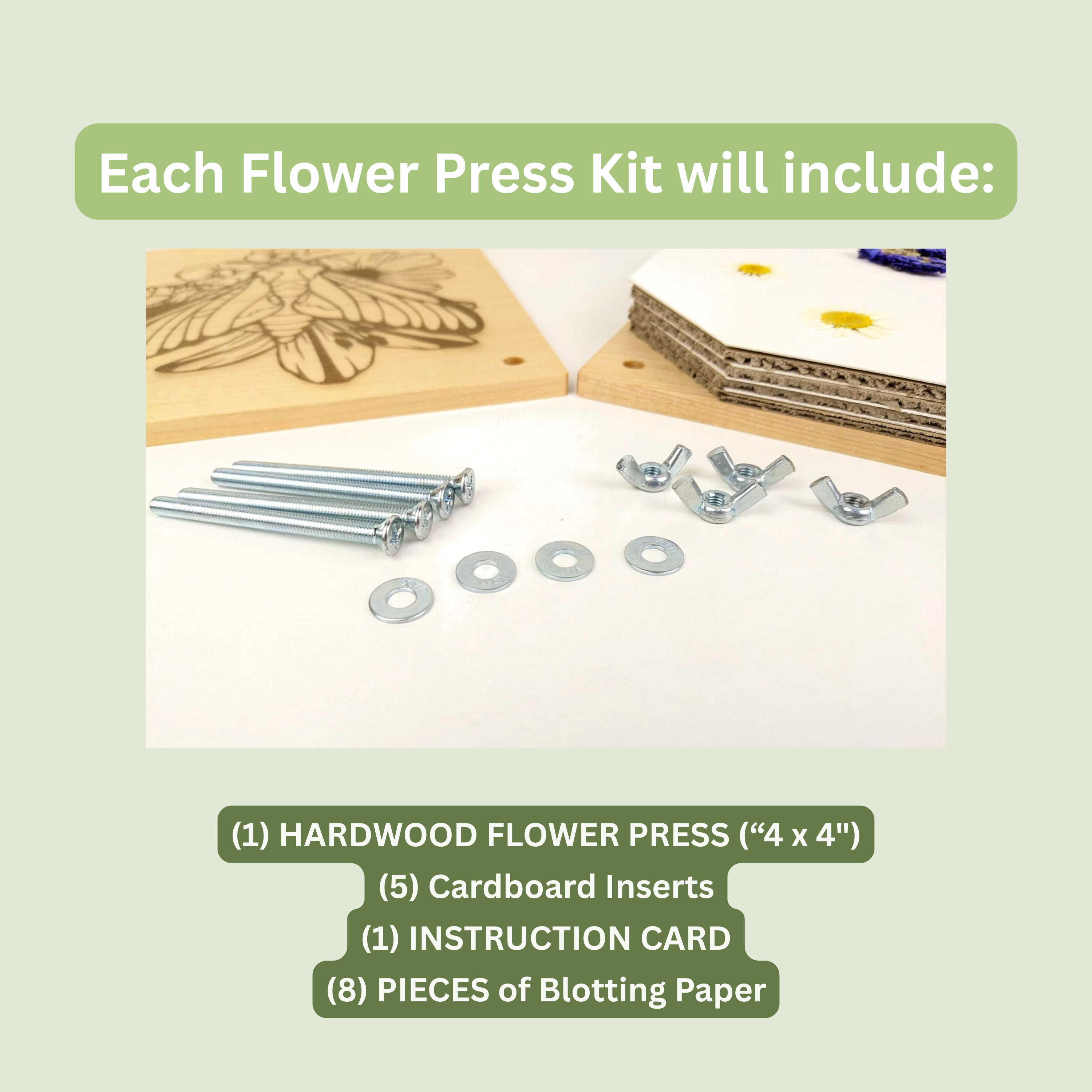 Macon Makes - Vente Kit de bricolage - Presses à fleurs miniatures en bois dur personnalisées avec logo | 4"x4"8