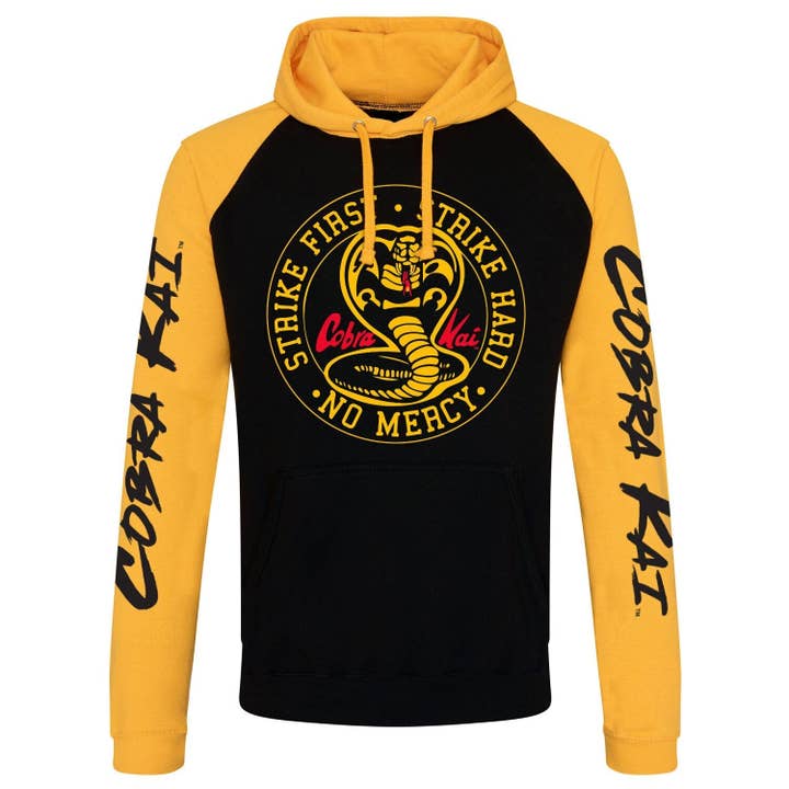 BlackYellow Cobra Kai Baseball Hoodie for wholesale on Faire