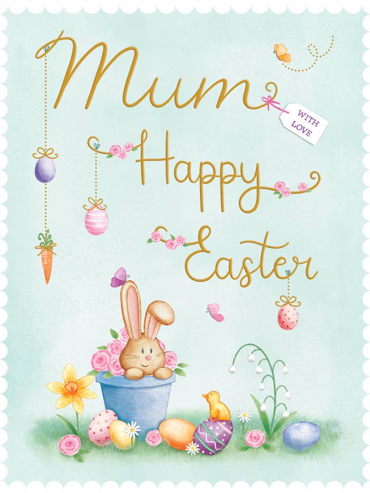 Easter Card, Mum, Bunny & Chick for wholesale by Piccadilly Greetings