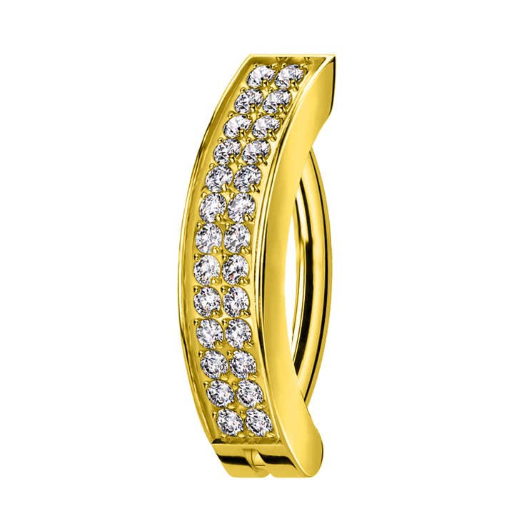 Awaken - Wholesale Belly Ring - Navel Piercing with two lines of perpendicular crystals4