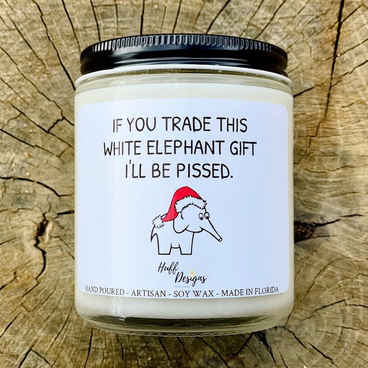 Regalo a forma di elefante bianco | Stocking Stuffer per la vendita all'ingrosso da parte di Huff Designs Candle Co