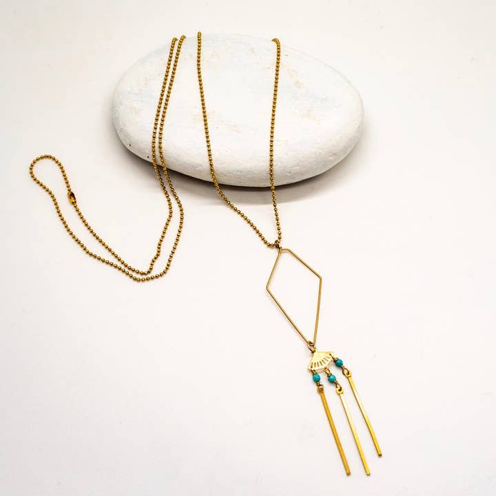 Stone Fringe Necklace - BSN002 for wholesale by Baizaar