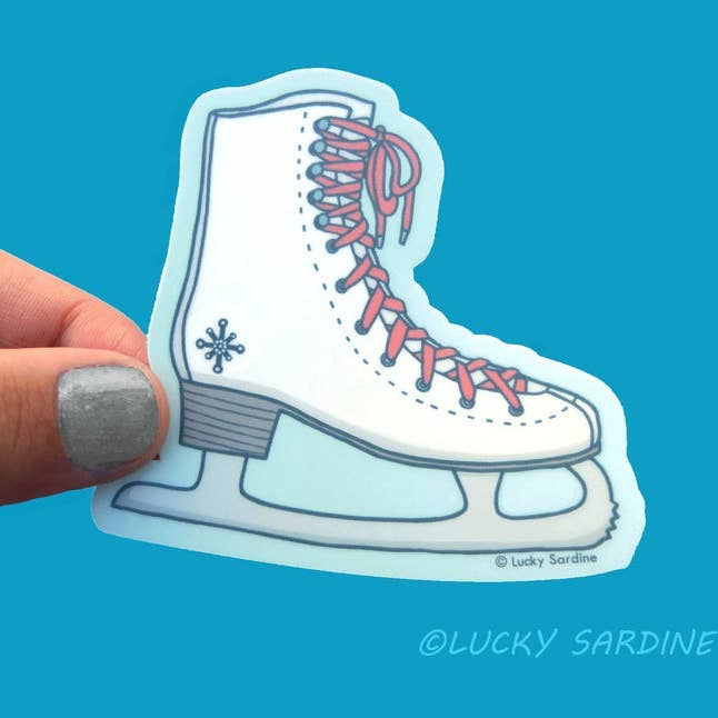 Iceskate Winter, Vintage Ice Skates Vinyl Sticker for wholesale by Lucky Sardine