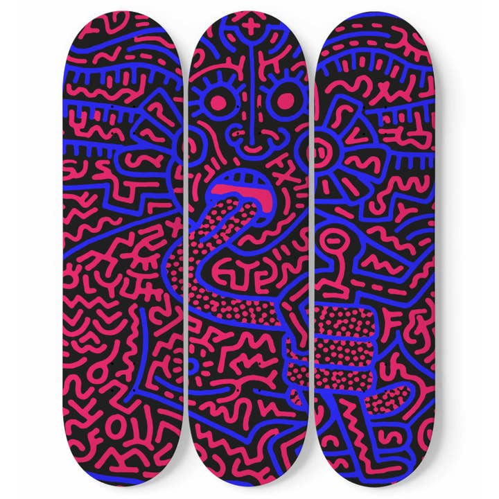 Keith Haring Medusa Wall Decor Skateboard Wall Art Medusa Pop Art For Bedroom Wall Decor for wholesale by SkateboardArtsy