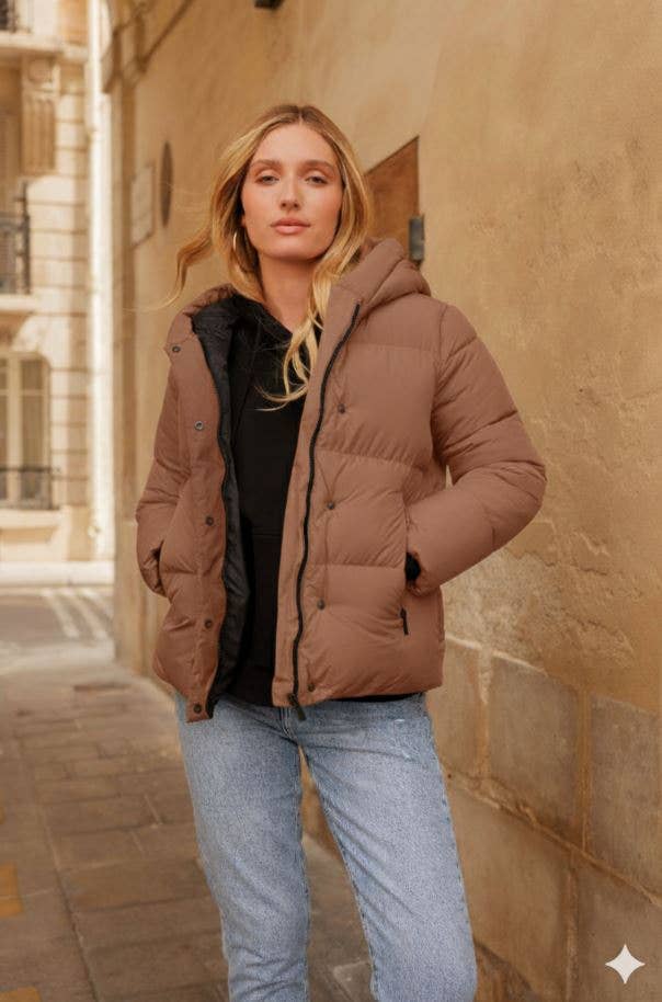 Attrait Paris - Wholesale Puffer Jacket - Women's - Short hooded jacket with side edges30