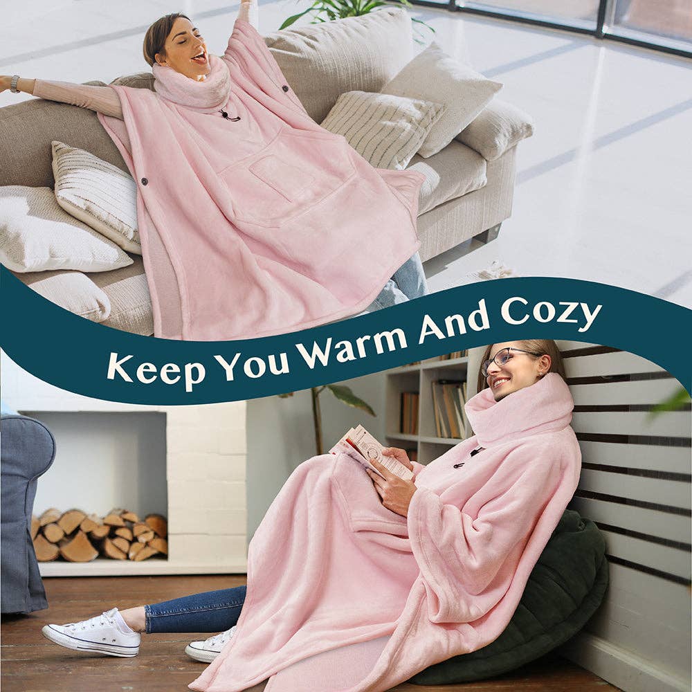 Pavilia - Wholesale Poncho - Women's - Neck Warmer Hooded Poncho Blanket12