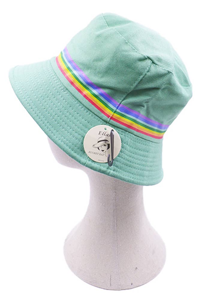 Hana - Wholesale Bucket Hat - Women's - Rainbow Trim Solid Bucket Hat7