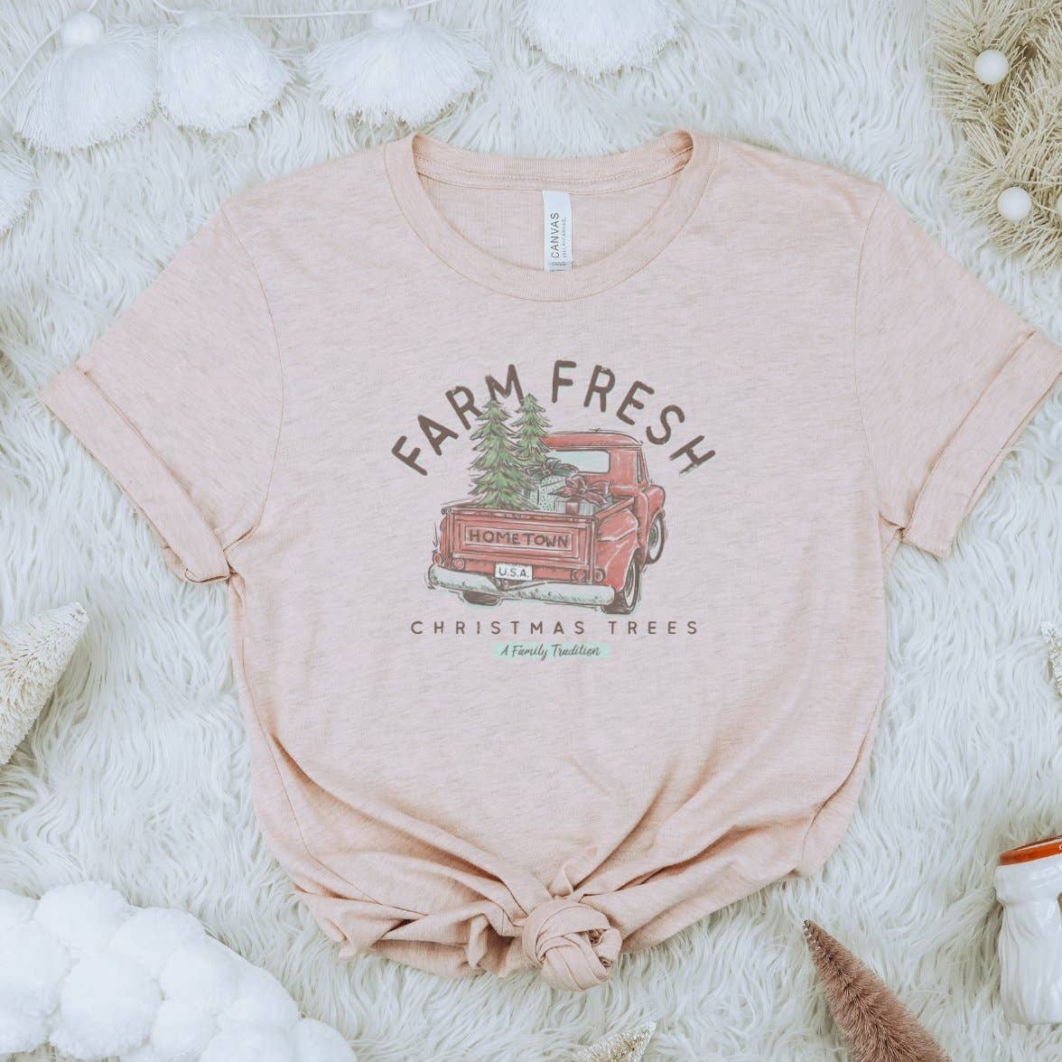 Trendznmore - Modern Graphic Apparel - Vendita all'ingrosso Maglietta serigrafata - Donna - T-shirt natalizia vintage con alberi freschi4