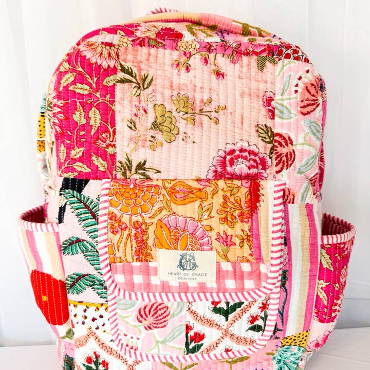 Heart of Grace – Großhandel Rucksack – Damen – Patchwork-Rucksack "Pink City" | Gesteppt0
