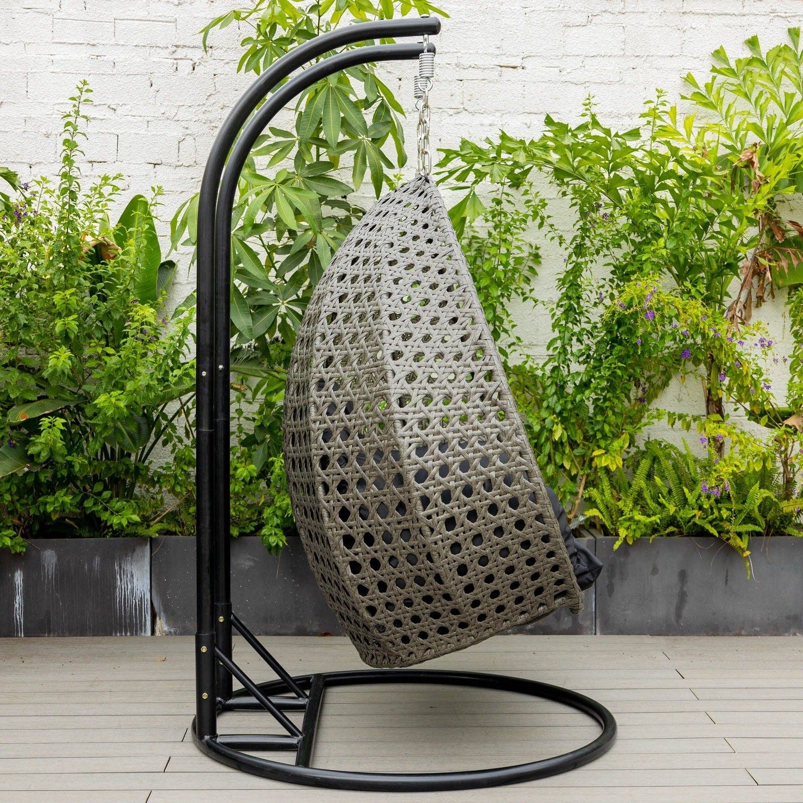 LeisureMod - Wholesale Egg Chair - Modern Charcoal Wicker Hanging Double Seater Egg Swing Chair25