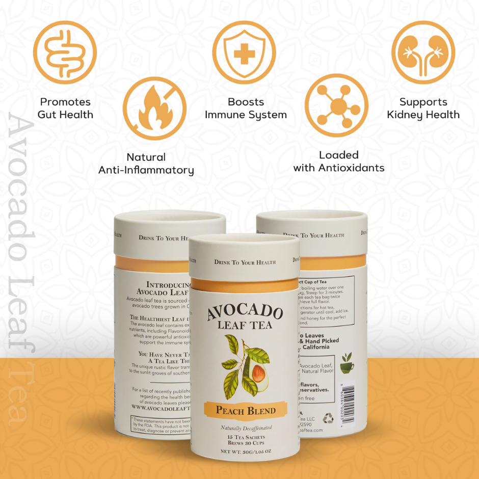 Avocado Tea Co. - Wholesale Health/Detox Tea - Avocado Leaf Peach Tea Blend - Case of 6 Canisters9